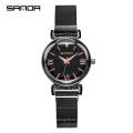 SANDA 1001 Women Fashion Quartz Mesh Strap Watches Charm Ladies Stainless Steel Dress Bracelet Wristwatch